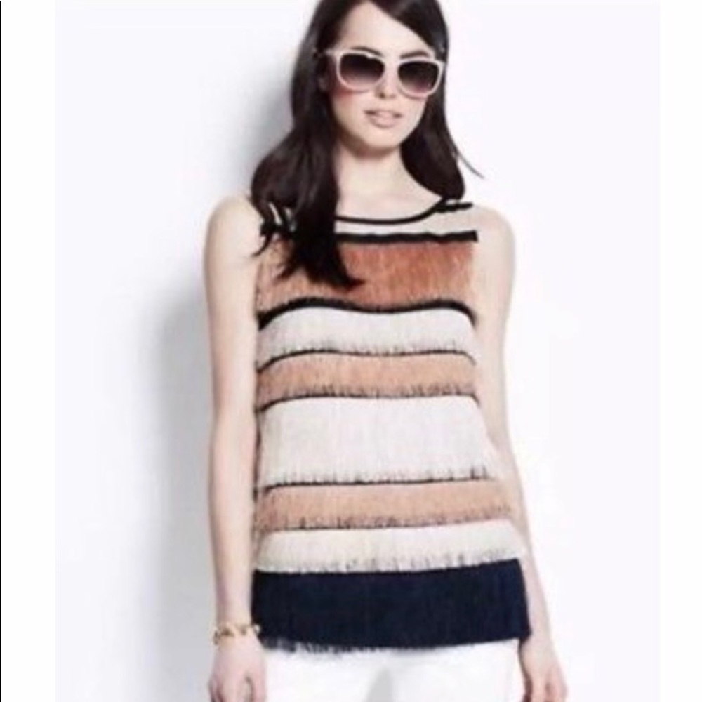 Ann Taylor fringed sleeveless top